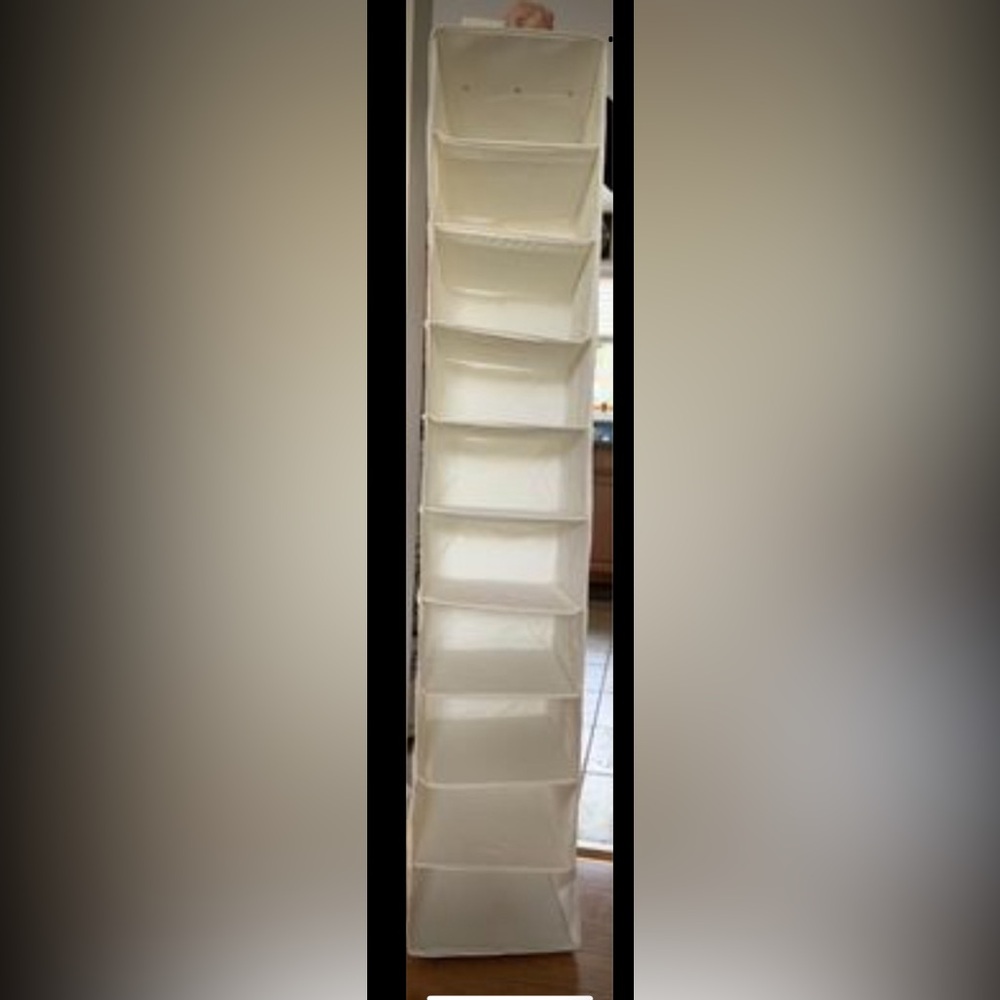 Canvas closet organizer. Hang in your closet on a hanger.